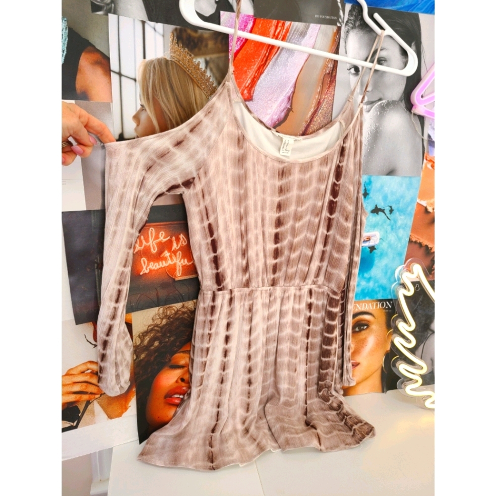 Animal print open shoulder dress